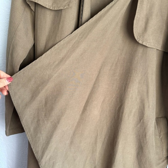 Garnet Hill Brown Draped Front Lightweight Topper Duster Trench Coat - Picture 3 of 11